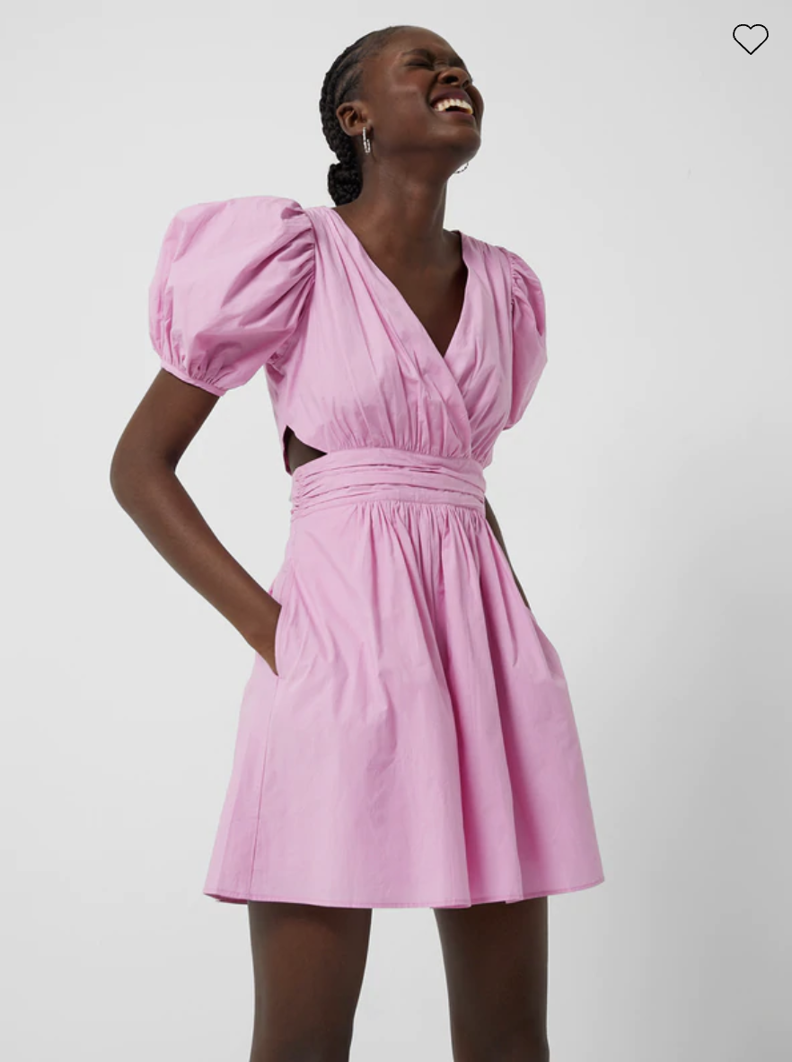 pink puff sleeve dress